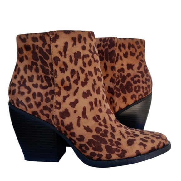 Madden Girl Tan & Brown Size 7M Animal Print Leather Ankle Boots - Picture 5 of 7
